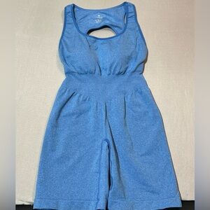 NVGTN Romper Womens Medium Blue Seamless Racerback Unitard Biker Shorts
